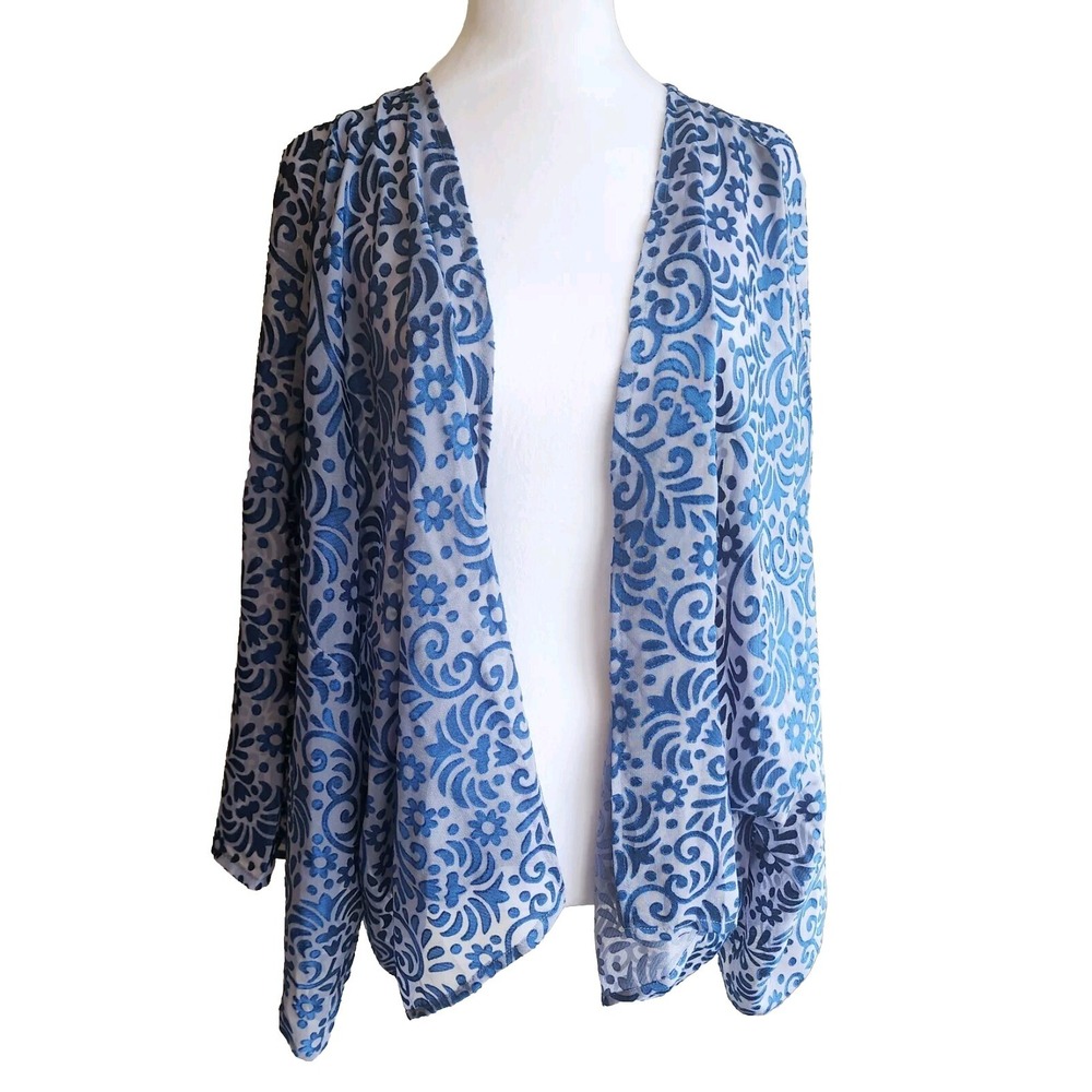 CW Classics Top Flower Print Cardigan 3/4 Sleeve Size XX